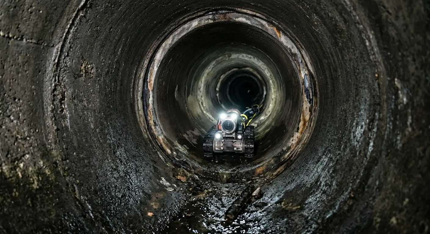 Robotic sewer camera inspecting pipe interior for Sewer Line Repair in Maine